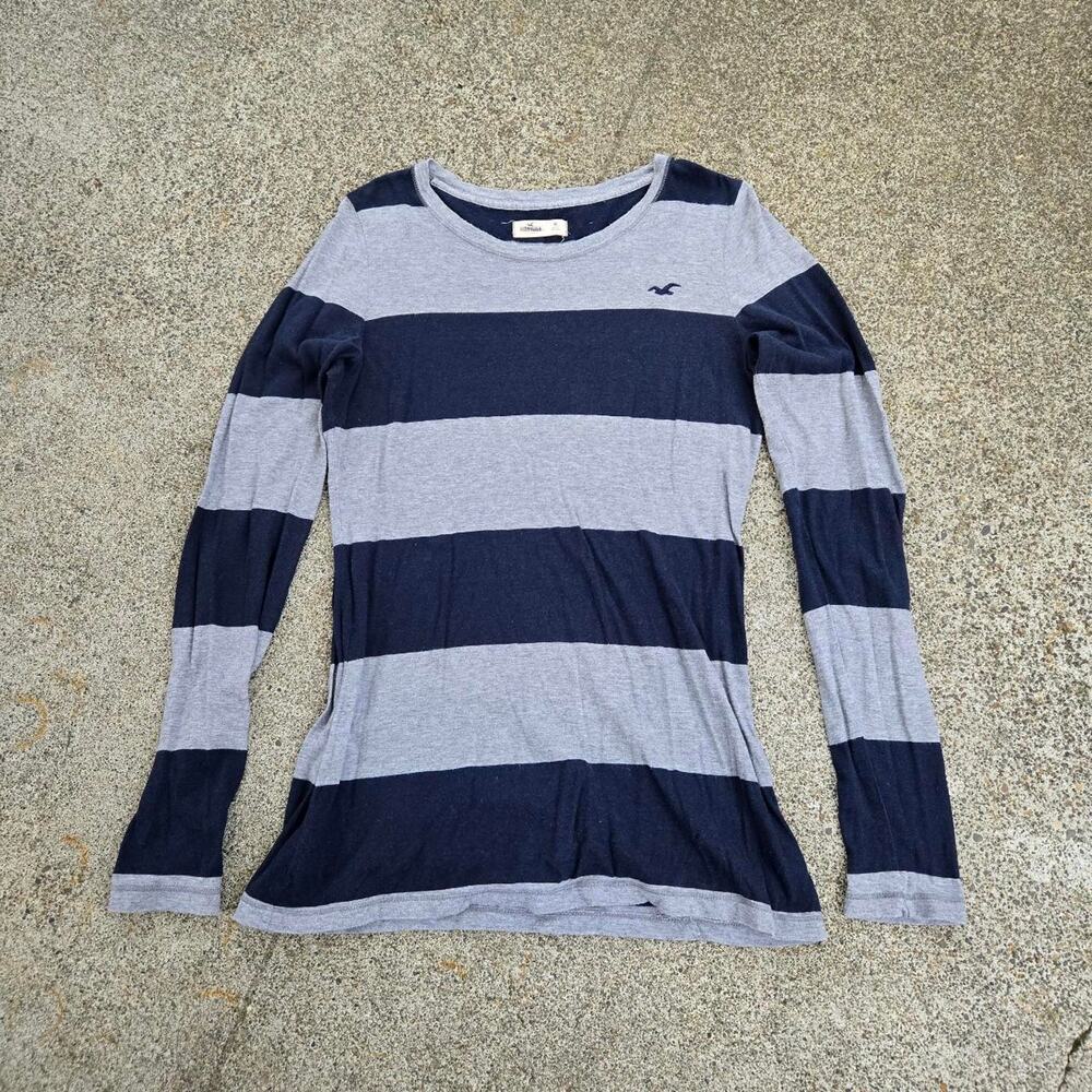 Vtg Y2k HOLLISTER Small Bird Logo Colorblock Stripe Longsleeve Shirt Top M Bella